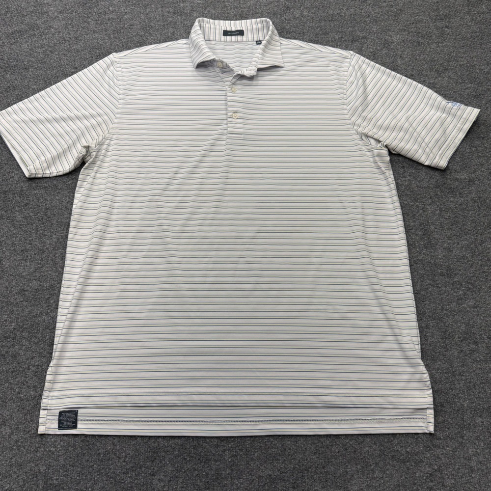 Turtleson Mens XL Striped Performance Golf Polo Shirt Winghaven White Blue Pink
